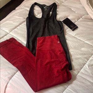 lululemon athletica Red High-Rise Leggings with Black Tank Small